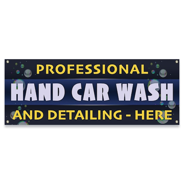 Signmission Professional Car Wash and Detailing Here Banner Concession Stand Food Truck Single Sided B-30137 - main